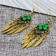 thumbnail image 5 of Las Mujeres Cuelgan Los Pendientes Bohemios Del Rhinestone de Ganchos Del Oído de La Joyería Verde, 5 of 6