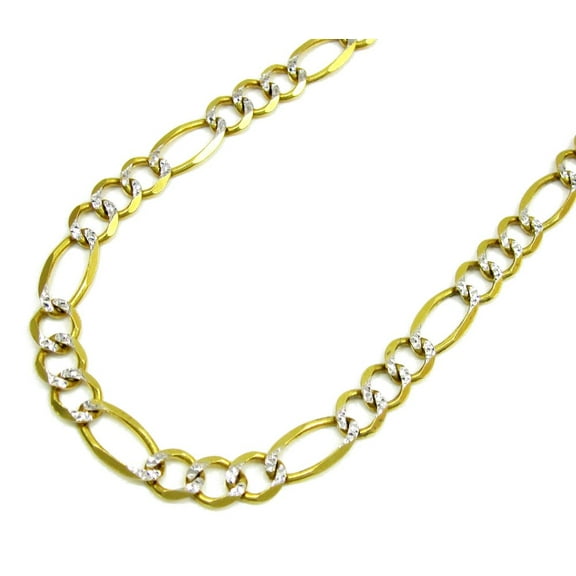 14K Yellow Gold 6mm Solid Figaro Diamond Cut Chain Diamond Cut, FREE Microfiber Cloth, Link Mens Womens Necklace, Giorgio Bergamo
