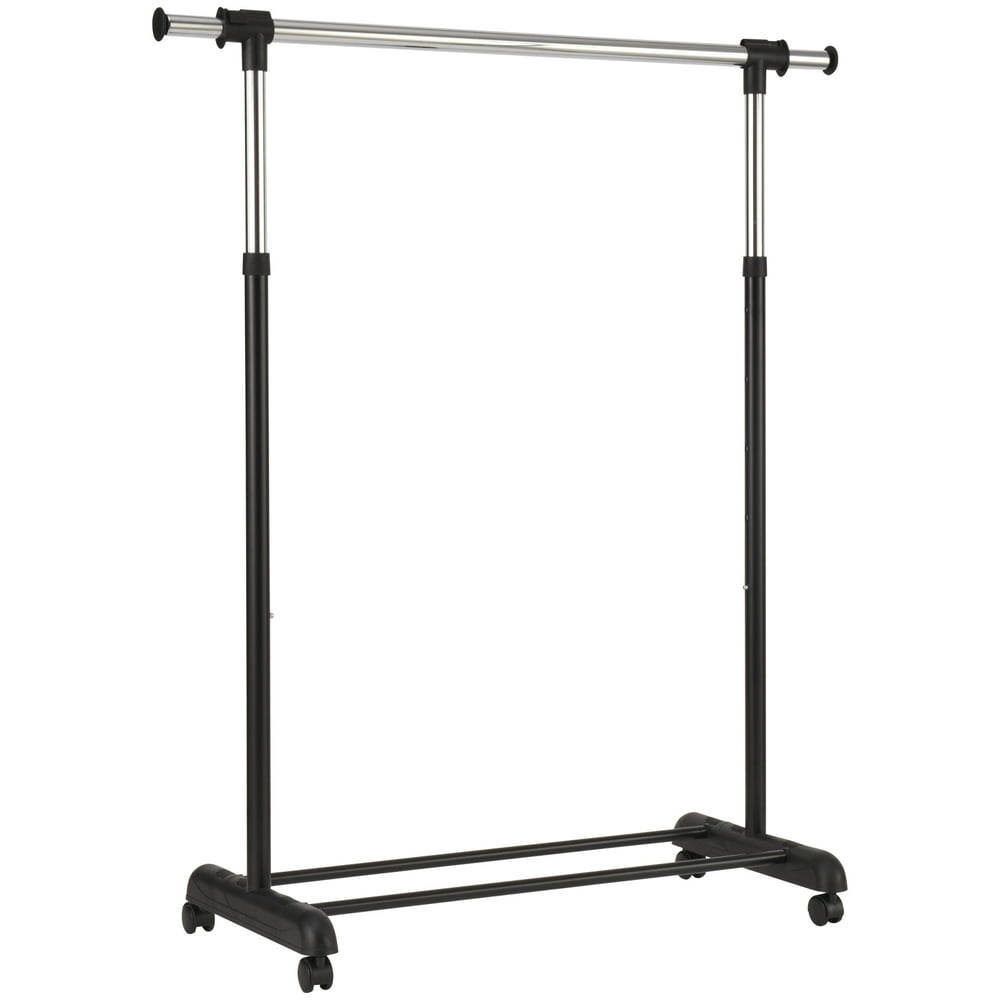 Mainstays Adjustable Rolling Garment Rack, Chrome & Black