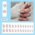 thumbnail image 2 of Fofosbeauty 24 pcs Press-on Acrylic False Nails, Nails Tips Designs 2023, Coffin Sunset Smudges Blue Orange, 2 of 8