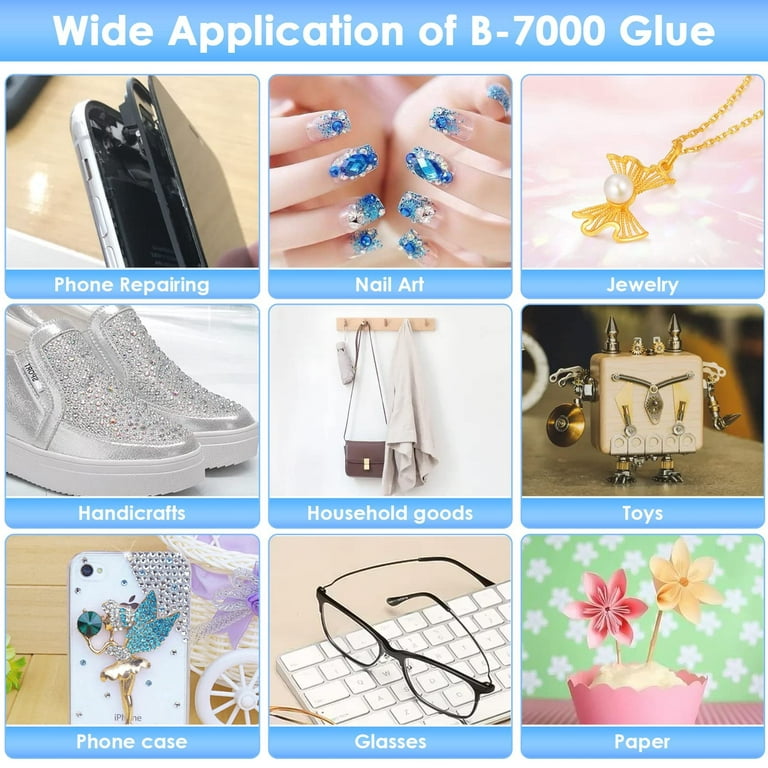 B7000 Jewelry Glue for Rhinestones, Cridoz 10Pack Flexible Super Glue Gel  wit