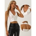 thumbnail image 2 of Corpiño de Color Brillante Metálico para Mujer con Cuello Halter Ajustador sin Mangas con Espalda Descubierta Plata M, 2 of 6