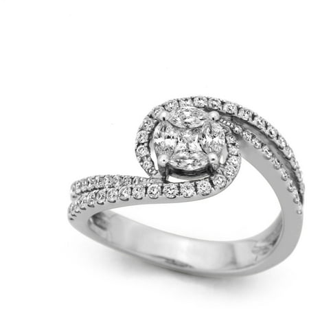 3/4 Carat T.W. Marquise- and Princess-Cut Diamond 14kt White Gold Fashion Swirl Ring