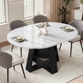 thumbnail image 4 of Hawsaiy Extendable Round to Oval Dining Table Set for 4, Space-Saving Wooden Table with Hidden Storage, Expandable Dining Table with Faux Leather Chairs(White Table+4 Gray Chairs), 4 of 11