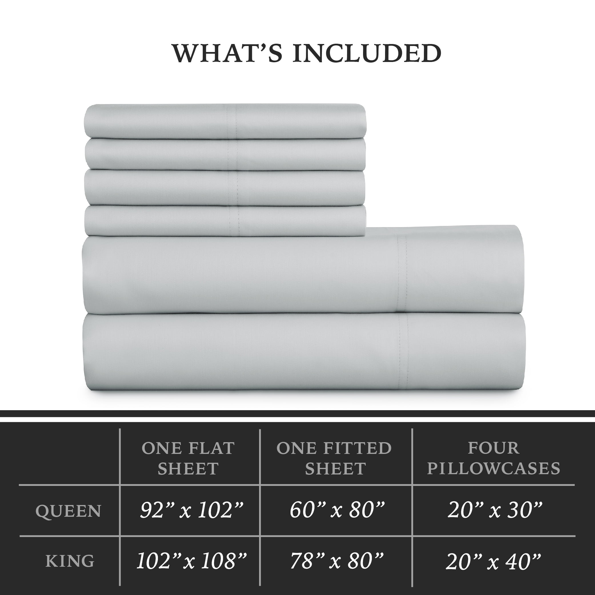 Hotel Style 1000 Tread Count Soft Silver Egyptian Cotton Luxury Bed Sheet Set, Queen