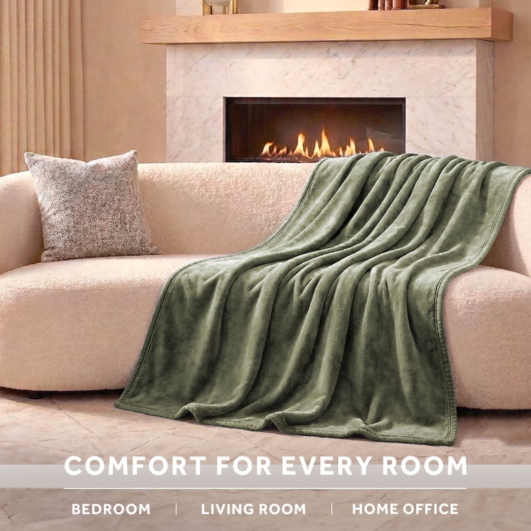 Heated Plush Throw Blanket, Sage, 50 x 70 in photo 5