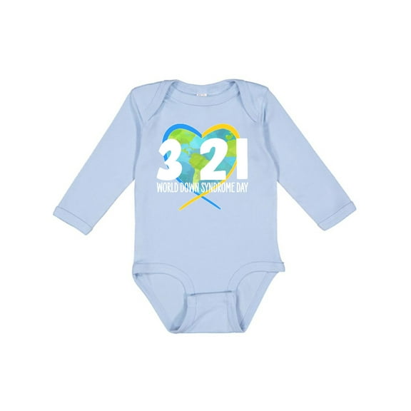Inktastic 3 21 World Down Syndrome Day with Heart Shaped Earth Boys or Girls Long Sleeve Baby Bodysuit