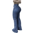 thumbnail image 5 of TAGOLD Womens Summer Full Length Pants Jeans High Waist Flared Stretch Slim Pocket Denim Street Style Pants, 5 of 5