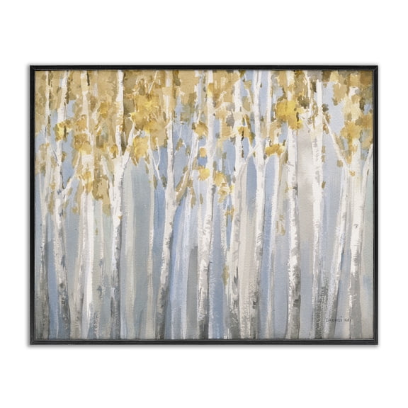 Stupell Industries Farmhouse Line of Birch Trees Mystical Spring Forest Landscape Black Framed Giclee Art, 14 x 11, by Danhui Nai
