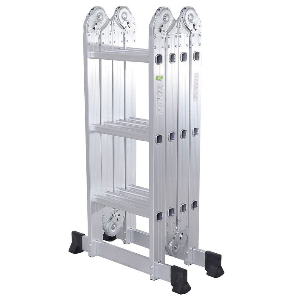 Portable Practical 12-Step Joints Aluminum Folding Ladder 