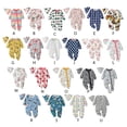 thumbnail image 2 of URMAGIC 0-12M Baby Boy Girls Long Sleeve Footed Jumpsuit Tops and Hat Clothes, 2 of 3