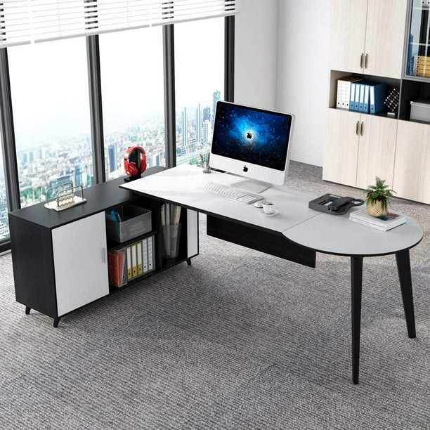 Tribesigns 71 Inch LShaped Executive Office Desk with 47 Inch Storage