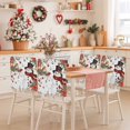 thumbnail image 2 of Christmas Snowman Chair Covers Set of 8 Xmas Poinsettia Birds Balls Snowflake Chair Back Covers Stretch Removable Washable Slipcovers Protector for Dining Room Kitchen Party Decor, 2 of 5