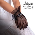 thumbnail image 5 of Skeleteen Dress Lace Hand Gloves - Vintage Formal Black Sheer Evening Gloves with Satin Bow and Lace Ruffle Wrist Cuffs for Women and Girls, 5 of 7