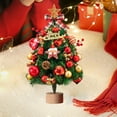 thumbnail image 4 of Tabletop Christmas Tree with Lights, Mini Artificial Christmas Tree, Christmas Party Decoration for Desktop Window Walkway Indoor Home, Red Plastic Table top Tree with LED Lights and Berries, 4 of 7