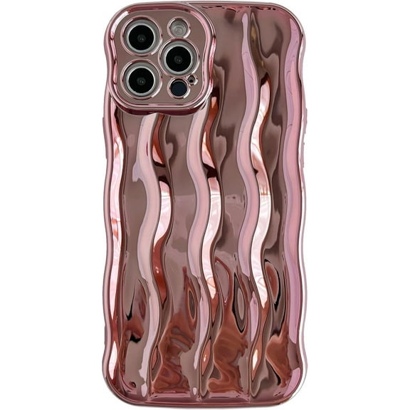 for iPhone 12 Pro Max Case,Water Ripple Pattern Curly Wave Frame Soft Compatible with iPhone Case (Light Pink,iPhone 12 Pro Max)