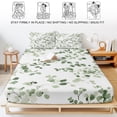 thumbnail image 5 of Cal.King Size Fitted Sheet Set - Sage Green Botanical 3 Piece Bedding Sets 16" Deep Pocket Fitted Sheet with 2 Pillowcases, Eucalyptus Sprigs Watercolor Brushed Microfiber Hotel Luxury Bed Sheets, 5 of 9