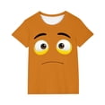 thumbnail image 2 of Blusas y camisas de manga corta con cuello redondo para niños y niñas, color liso, con estampado de expresión linda, manga corta, holgadas y cómodas, blusa para niña, 2 of 5
