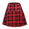 thumbnail image 5 of Wutalume Women's Loose Fit Plaid Print High Waist Hip Wrap Button Skirt, A-Line Style, Office Casual and Weekend Outfit,Red M, 5 of 8