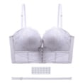 thumbnail image 1 of Sujetador sin tirantes con hebilla delantera y trasera para mujer, con fruncido en el pecho pequeño, de poliéster grueso, antideslizante, sin tirantes y con siete botones, 1 of 1