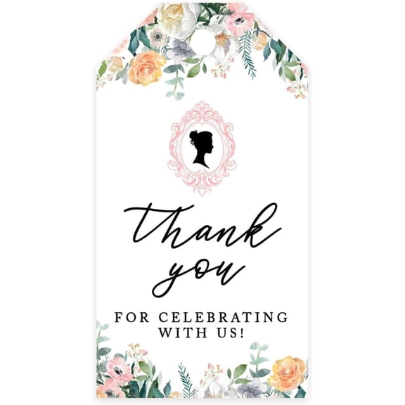 Koyal Wholesale 2x3.75" Floral Baby Shower Tags for Favors, Tea Party, Garden Decor, 20 Pack