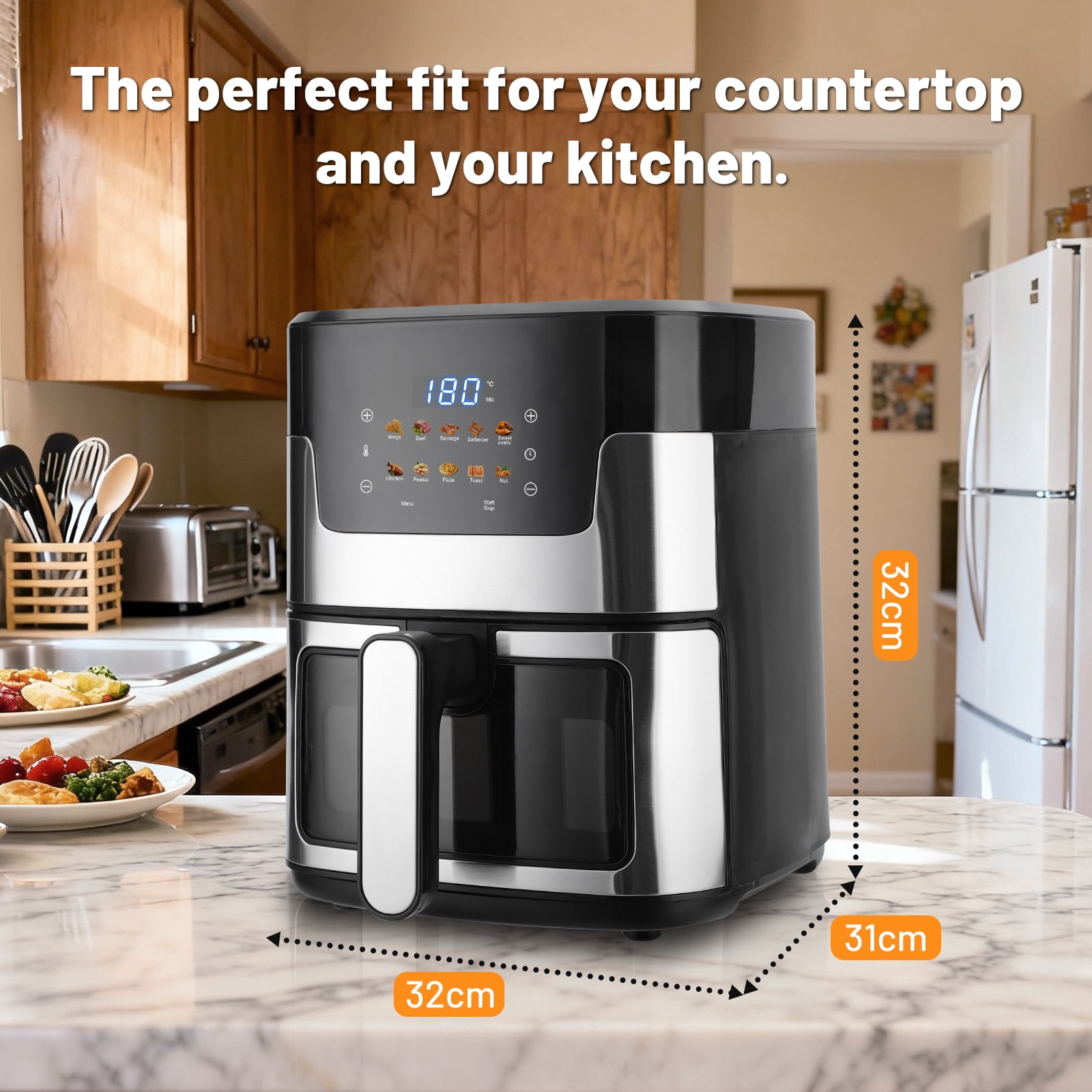 1. 4.5L Digital Air Fryer with Touch Screen, 10 Preset Modes, 360° Air Circulation for Oil-Free Cooking