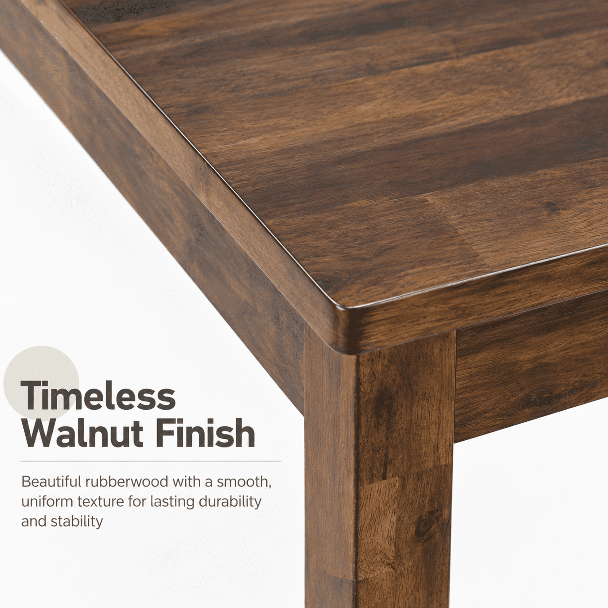 PAPROOS Counter Height Dining Table, Solid Wood Square Kitchen Table for Small Space, Modern Farmhouse Acacia Wooden Dining Table, Walnut(Table Only)