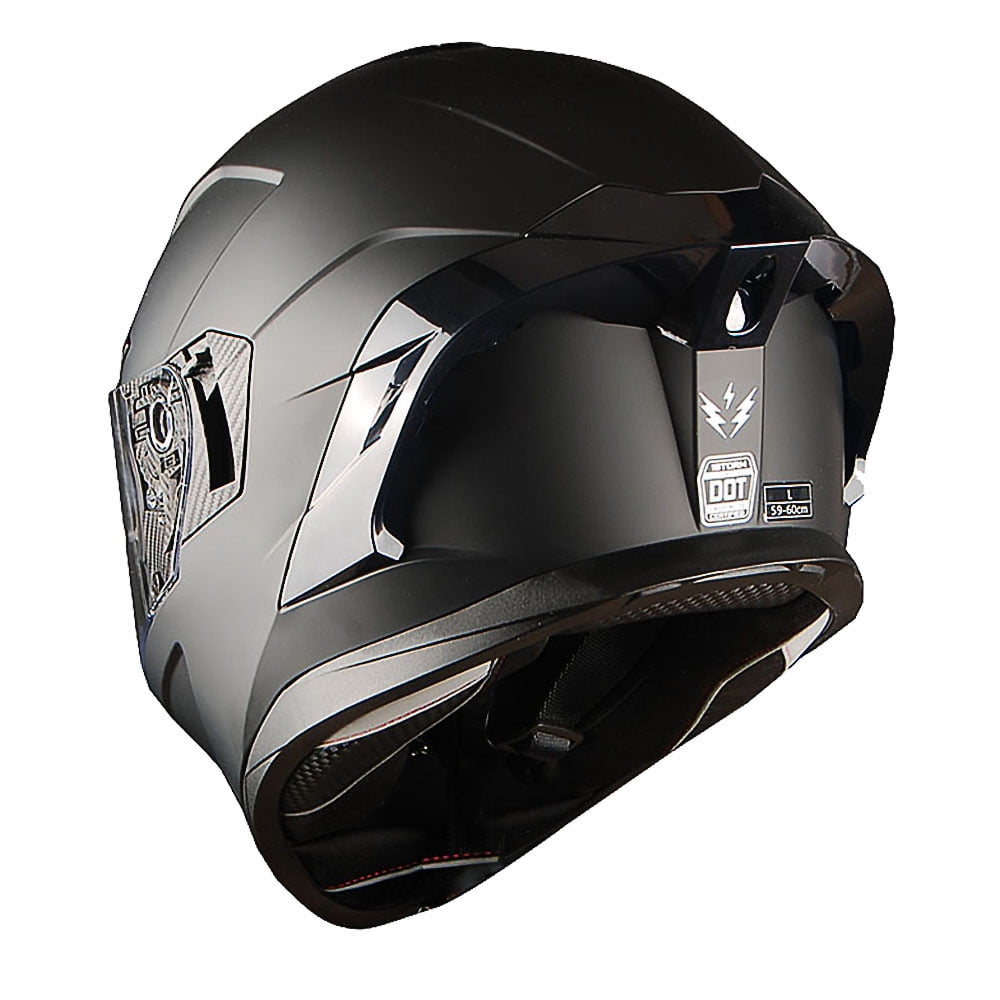 1Storm Motorcycle Full Face Helmet DOT Adults Street Bike Dual Visor Sun Inner Shield with One Extra Clear Shield: HJAH15 Smoked Matt Black