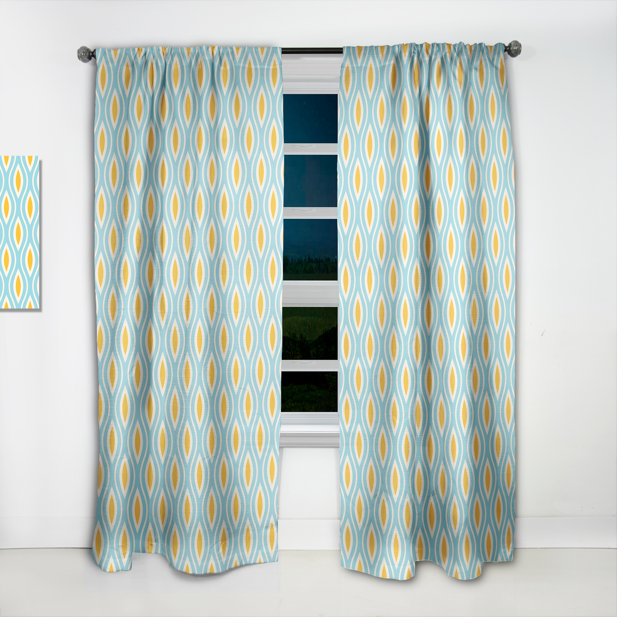 Designart 'Abstract Retro Pattern Design XII' Mid-Century Modern Curtain Panel