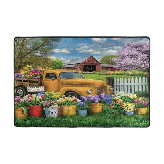 Ryvnso Farm Scene Truck Area Floor Mats Large Nursery Rugs Non-Slip Carpets Doormat 36" x 24"