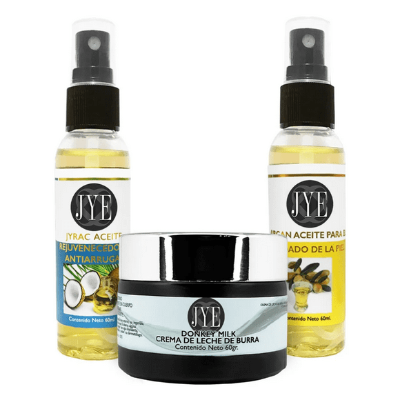 Kit de Hidratación para Piel JYE SPA EN CASA Aceite de coco Aceite de argán Crema Natural de leche de burra