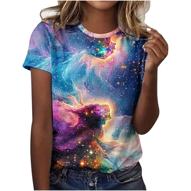 Camisetas Casuales de Mujer Día de San Valentín Impreso Cuello Tripulado Manga Corta, Top de Moda para la Fiesta Y Diario