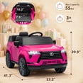 thumbnail image 2 of UBesGoo Licensed Lexus 24V Powered Ride on Car Toy for Kids, Electric Car with Remote Control, LED Lights, Bluetooth, Age 3+, Pink, 2 of 8