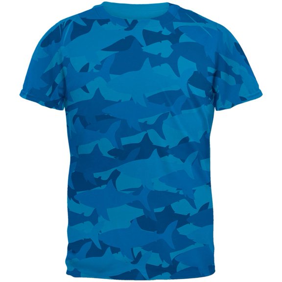 Great White Shark Camo Mens T Shirt Sapphire SM