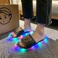 thumbnail image 2 of FINALGANG Womens Open Toe Single Band Slide Slippers With 3D Cartoon Decor Light-Up Sole For Indoor Outdoor Summer Daily Wear Black, 2 of 7