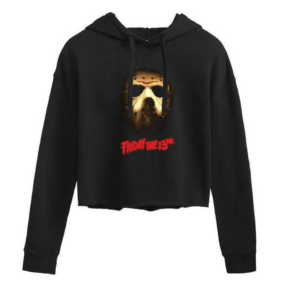 Friday the 13th - Dark Mask Fade  - Juniors Cropped Pullover Hoodie