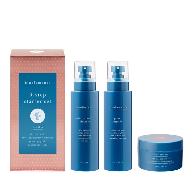 Set Bioelements para el cuidado de la piel seca en 3 pasos para pieles secas con productos veganos