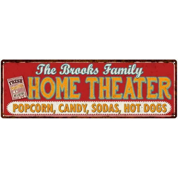 The BROOKS Family Home Theater Sign Gift 6x18 Metal Movies Decor 106180100077