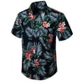 thumbnail image 4 of Men's Floral Shirts, Summer Beach Short Sleeve Shirt Button Down Tropical Hawaii Shirts Navy Blue M, 4 of 7