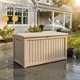thumbnail image 2 of Decksplore 250 Gallon Extra Large Resin Deck Box, Soft Close Lockable UV-Resistant Outdoor Storage Box, Light Coffee, 2 of 8