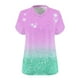 thumbnail image 4 of Tamaño Más Manga Corta Tops para la Impresión de Cuello en V de las Mujeres, Color Sólido Base de Verano Camiseta Casual, 4 of 4