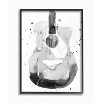 Stupell Industries Acoustic Guitar Abstract Watercolor Pattern Painting Framed Wall Art by Annie Warren, 11" x 14", Black Framed