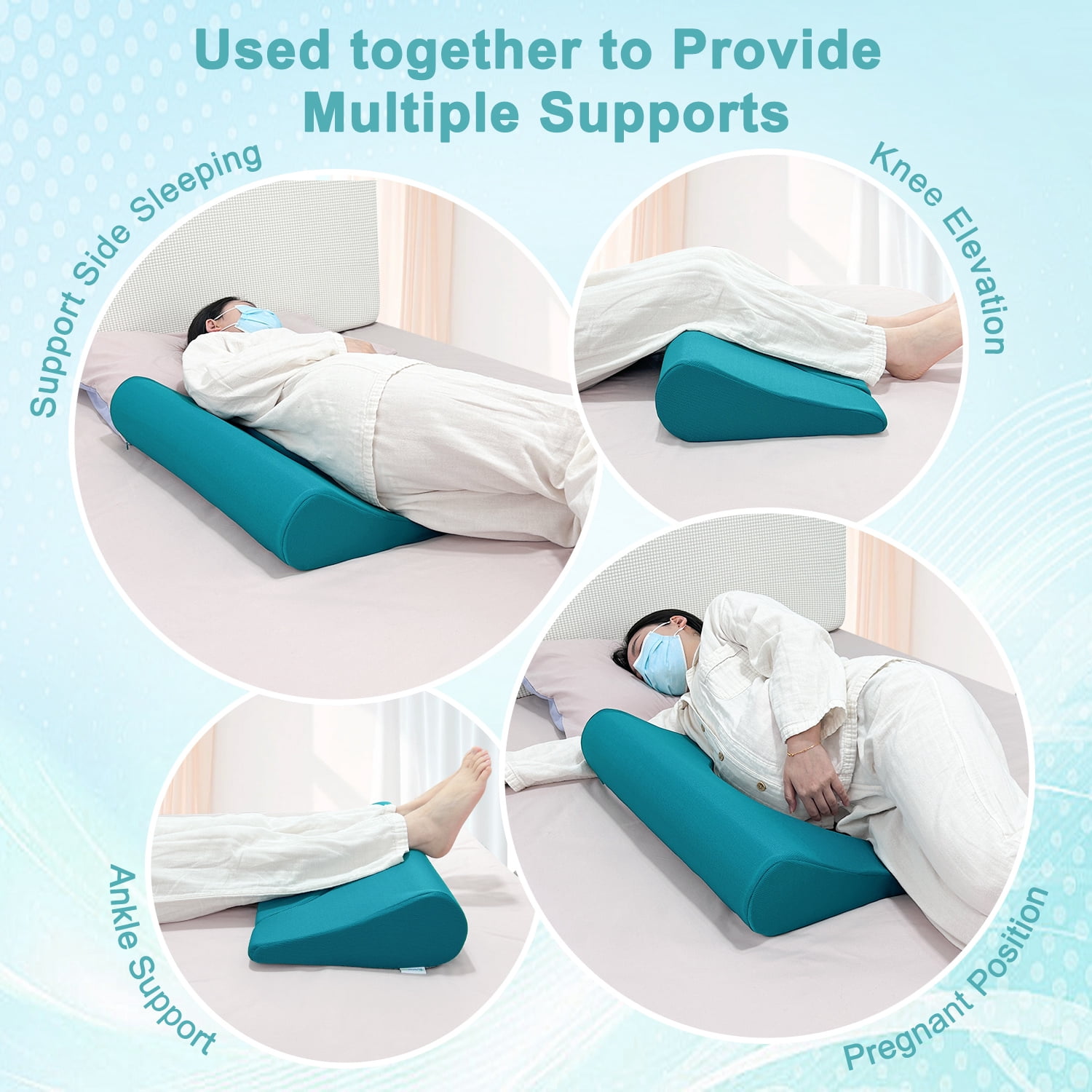 23.6" Bedsore Wedge Pillow for Pressure Relief, Positioning Wedge for Back Pain Relief, Pressure Ulcer Cushion Support Pillow After Surgery for Seniors & Bedridden Patients
