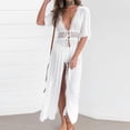 thumbnail image 4 of Bikini Lace Cover ups Stitching Laced Long Shawl Cardigan Mid-Length Chiffon, 4 of 5