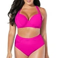 thumbnail image 4 of Women's Split Two Piece Swimsuit Solid Color And Oversized High Waisted Sexy Bikini Junior Swimsuit Underwire Bra Swimsuits for Women Bathing Suit Bottoms Medium Swimsuit Romper for Women Sporty, 4 of 4