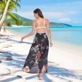thumbnail image 7 of FORMRS Womens Beach Sarong Semi-Sheer Bikini Wrap Skirt Swimsuit Cover-ups, Black Flowers, 7 of 7