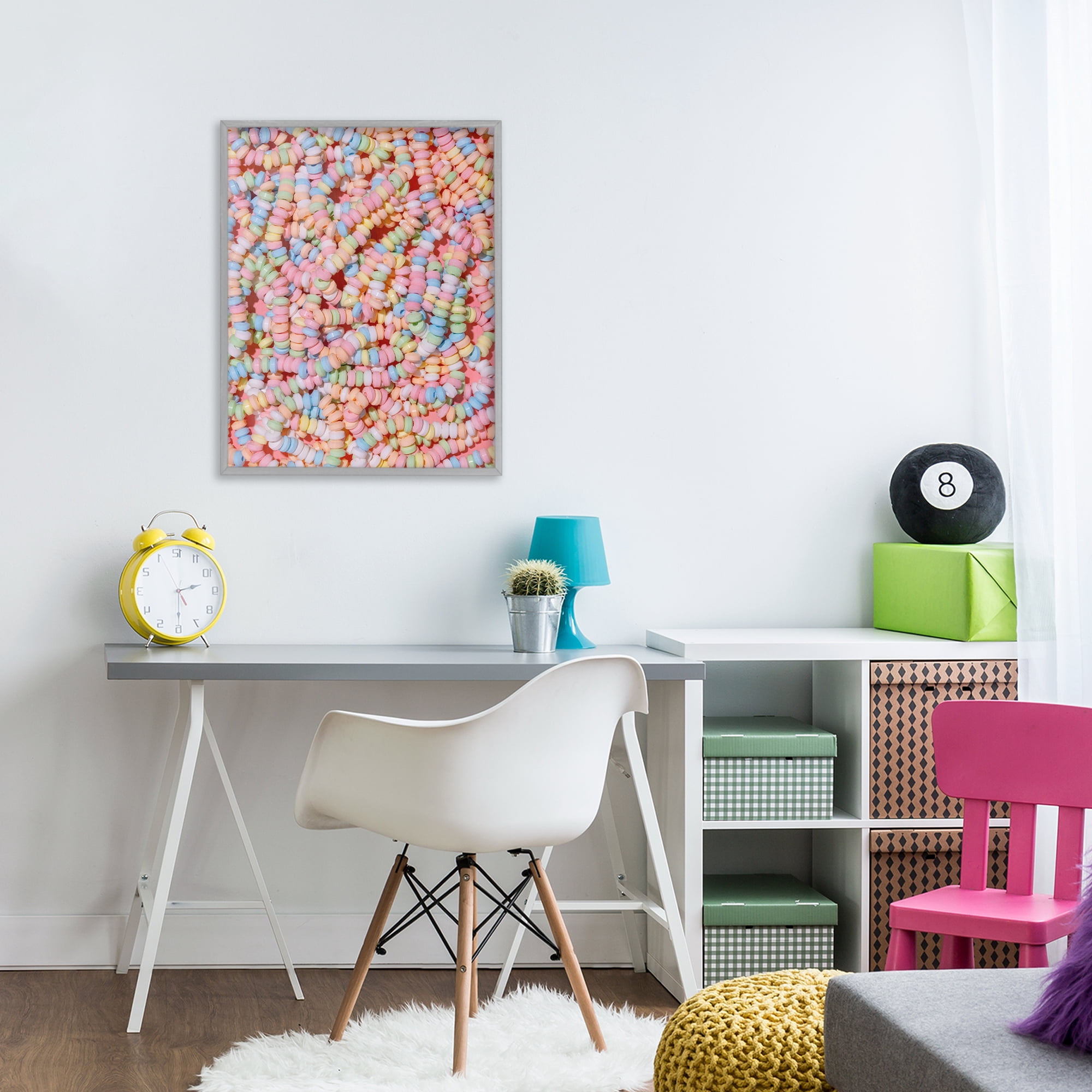 Stupell Industries Pastel Candy Necklace Gray Framed Giclee Art, design by LISH Creative
