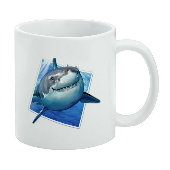 Shark Selfie Picture Great White White Mug