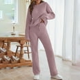 thumbnail image 5 of Women's Casual Pajama Set Fuzzy Knitted Long Sleeve Pj Loungewear,Light Purple,S, 5 of 8