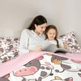 thumbnail image 4 of jejeloiu Cute Cartoon Cow 7-Piece Twin Bedding Sets,Kawaii Milk Cattle Bedding Comforter Set,Pink Gray White Sheet Sets For Girl Teens,Luxury Bedroom Decor Reversible, 4 of 8